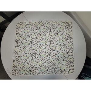 June & January Baby Blanket Ballot Print Black Teal Green White Cotton 36x36